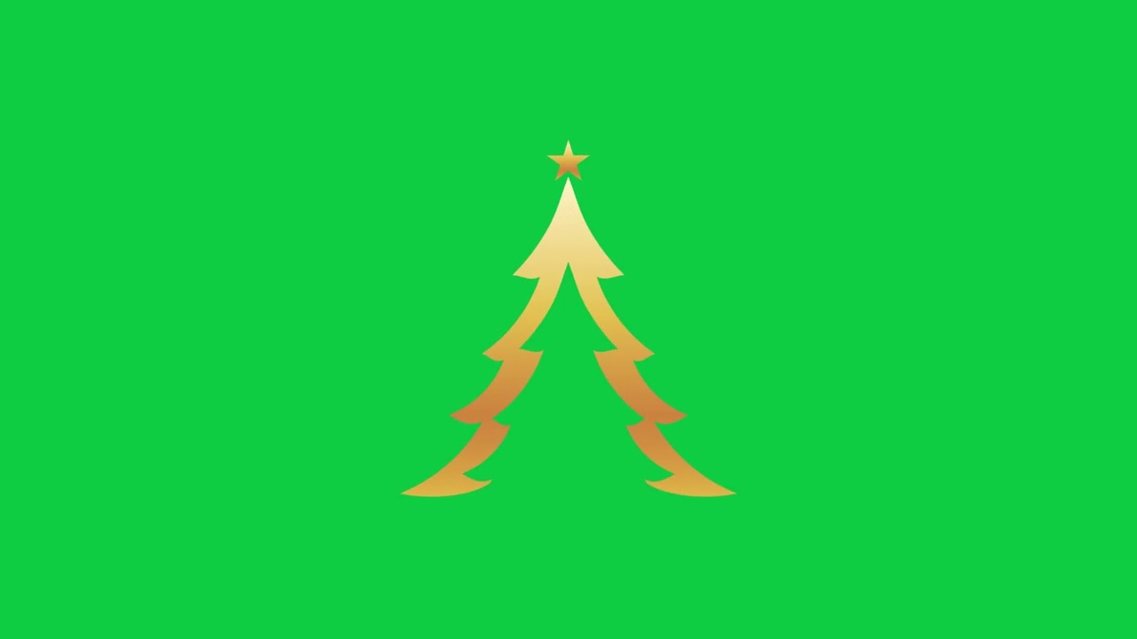 Golden Stroke Christmas Tree Red Background Animation | Green Screen