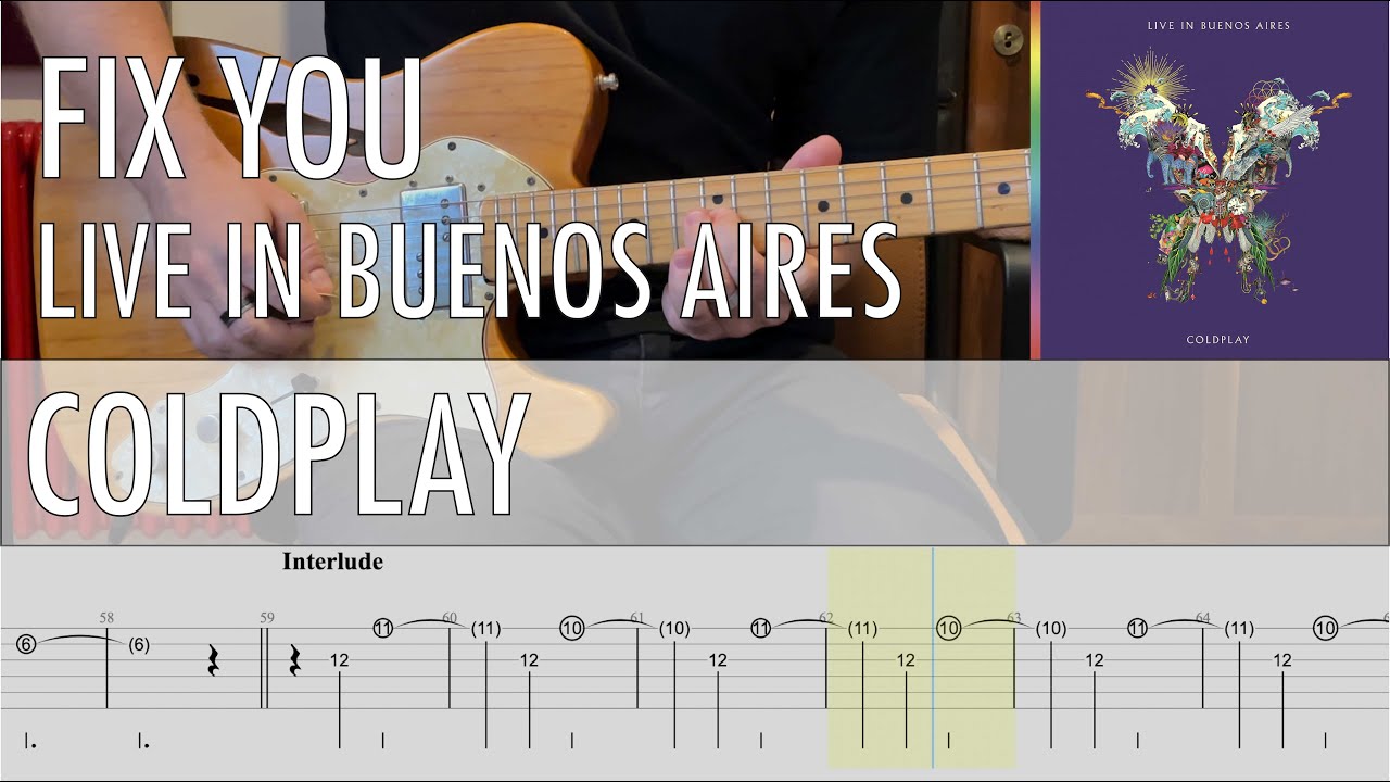 Fix You Live in Buenos Aires Coldplay Cover • Guitar Tab • Tutorial • Lesson