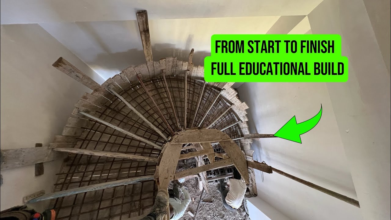 Full U-Shaped Spiral Staircase Construction | Step-by-Step Concrete Formwork, Rebar & Pouring TutorI