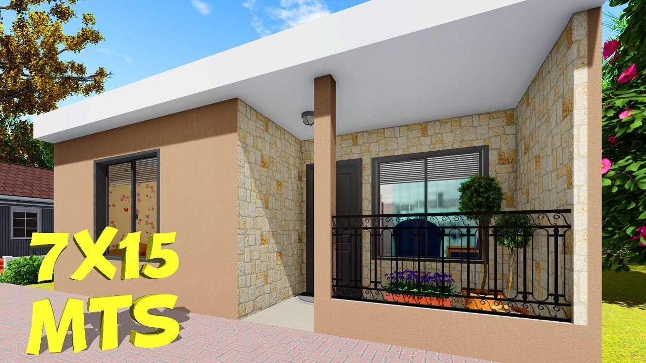 Plano de casa de 7x15 metros con 3 dormitorios