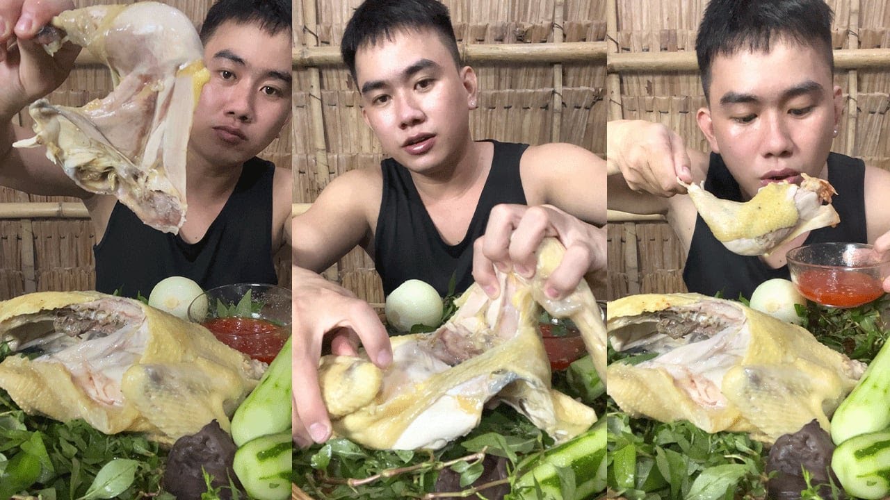 Gà Hấp Gụ Chấm Muối Ớt Siêu Cay | Steamed Chicken