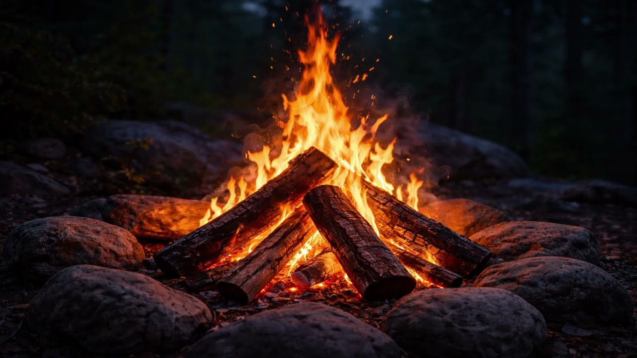 静かな夜の焚火｜心を落ち着かせるリアルな炎の音   Peaceful Night Campfire | Real Fire Sounds for Sleep & Meditation