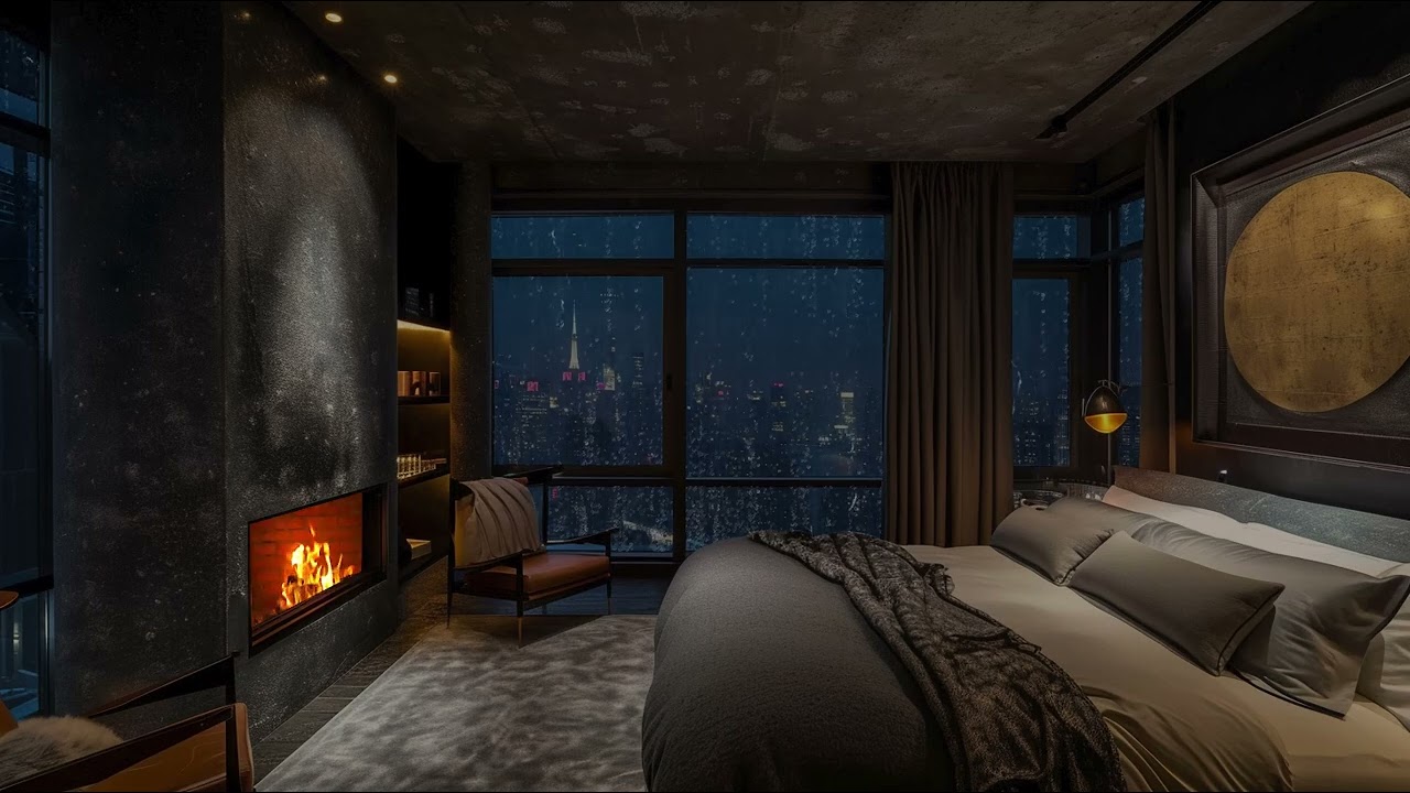 Rain Sounds Resounded In Bed Room Attic Ambience - Close Eyes, Feel Rain Drops On Roof & Fall Asleep