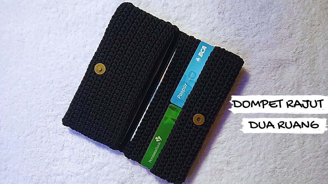 DOMPET RAJUT DUA RUANG - Dompet Rajut motif SC plus Card Holder