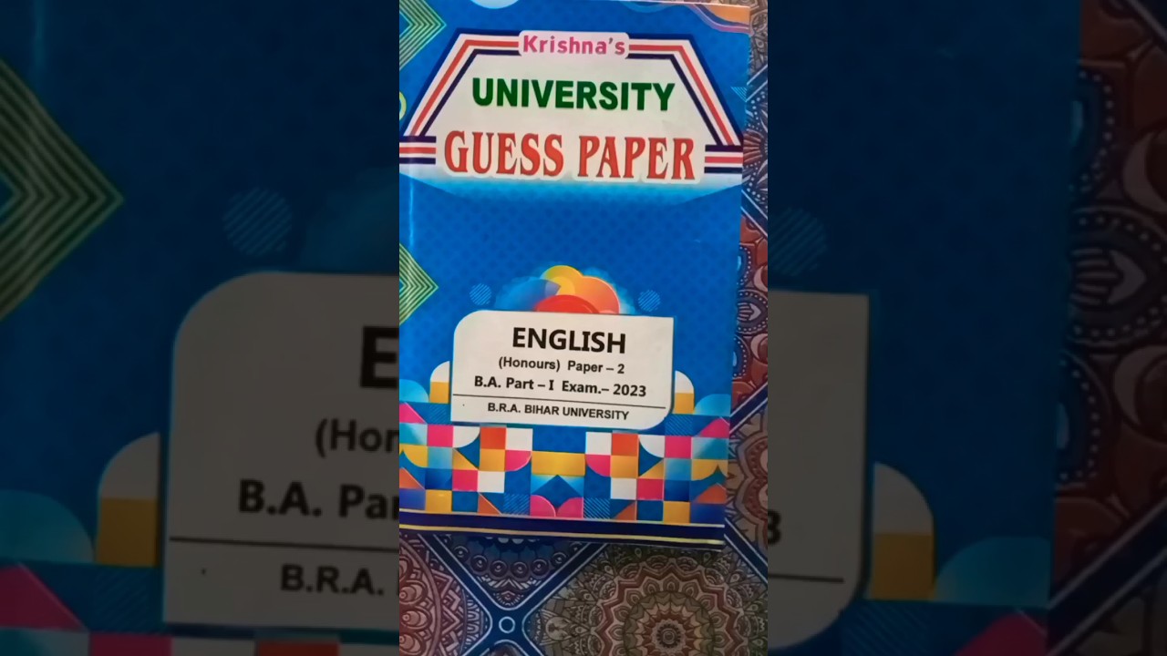 English Honours B.A.part-1|Bihar University|Guess Paper| paper-2session (2022-2025)#englishhonours
