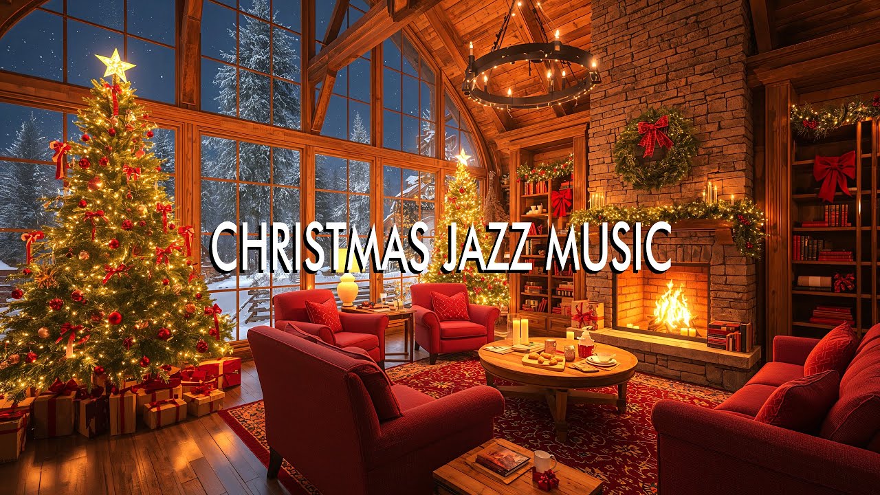 Cozy Christmas Living Room Ambience 🎄🔥 Warm Fireplace, Christmas Tree Lights & Soft Holiday Music