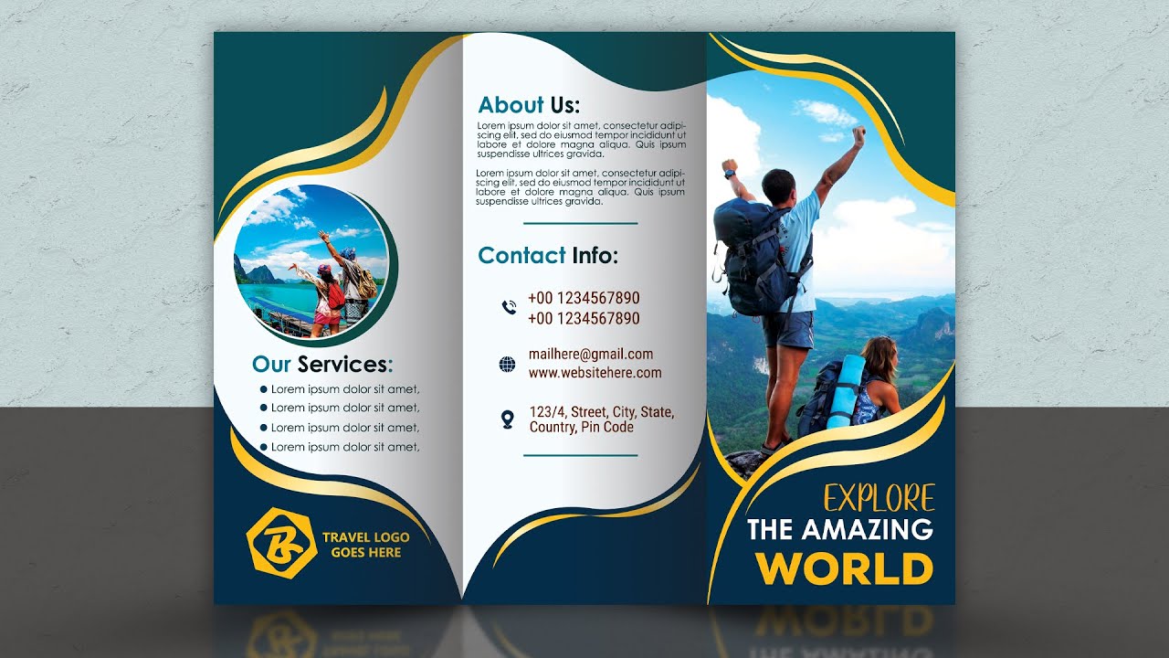 Travel Agency Trifold Brochure Design In Photoshop | Trifold Brochure Design For Travel Agency
