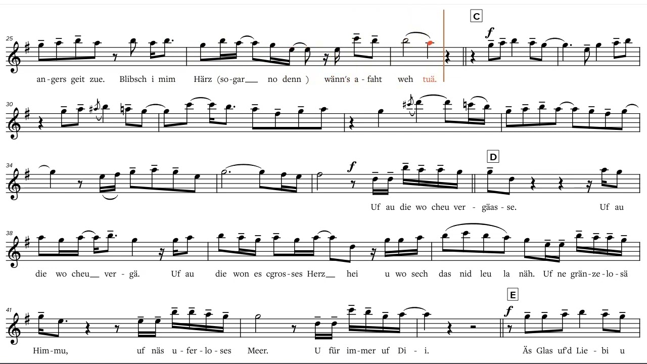 Für immer uf di (Forever cheers to you) (Patent Ochsner, 2019), Eb-Instrument Play along