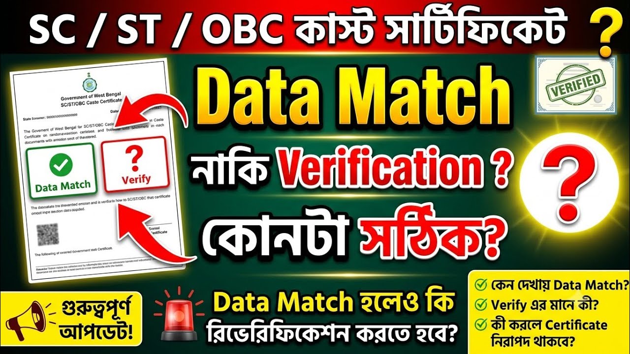 🚨 WB Caste Certificate Verification 2026 | কাদের Certificate পুনরায় যাচাই হবে? 😱 | গুজব বনাম সত্যতা