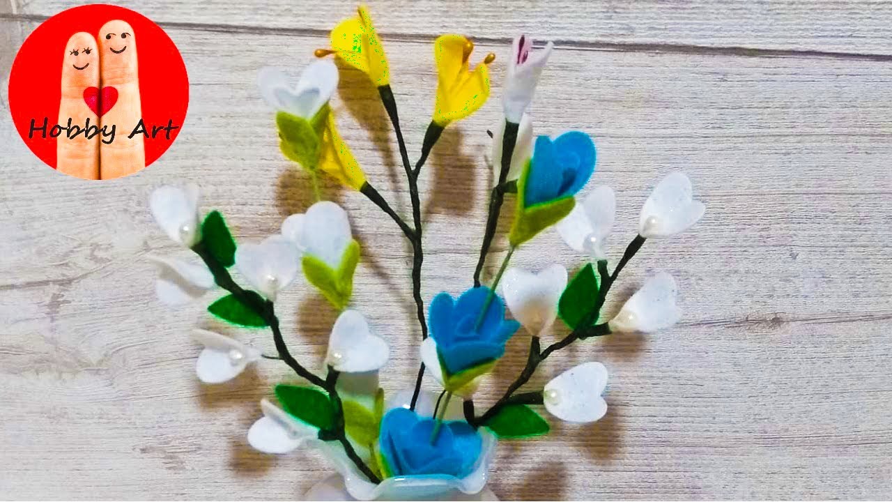 DIY Tutorial rami con fiori in feltro - Branches with felt flowers