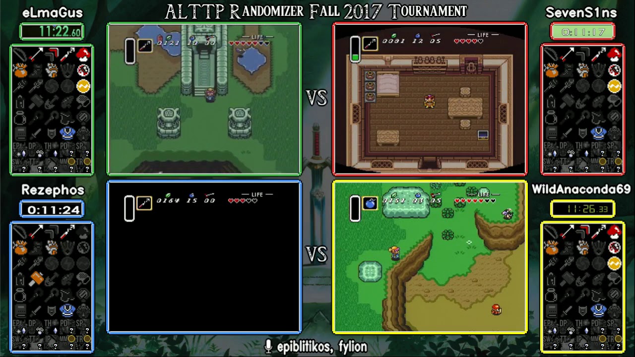 Rezephos vs WildAnaconda69. ALTTP Randomizer Tournament Fall 2017 (Part 1)