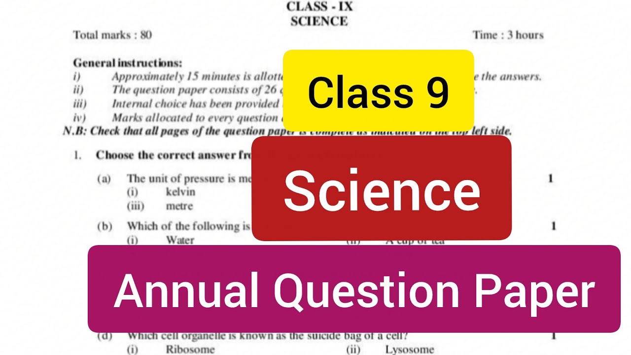 Science Class 9 Annual Question Paper 2025-2026