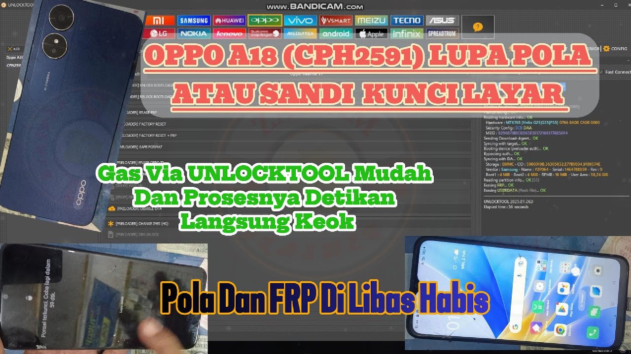 oppo a18 (cph2591) lupa kunci layar dan bypass frp via unlcoktool mudah dan prosesnya detikan