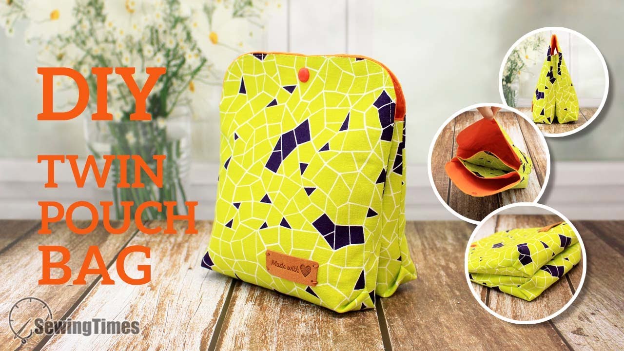 DIY Twin Pouch Bag | How to make a Double Pocket Bag Tutorial [sewingtimes]
