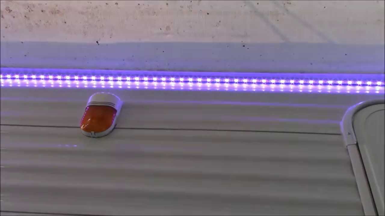 LED strip lights installed under awning / camper / RV