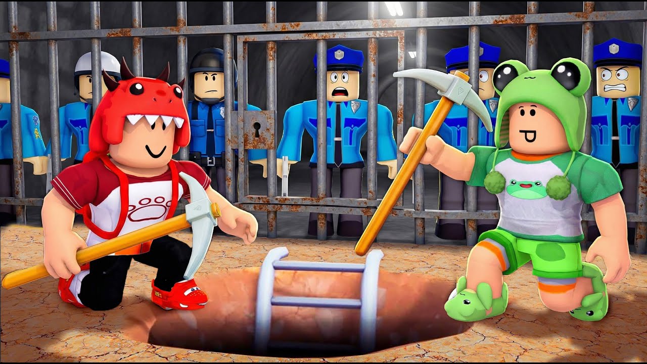 😱 Red Dino & Mikey DIG TUNNEL to ESCAPE JAIL in Roblox