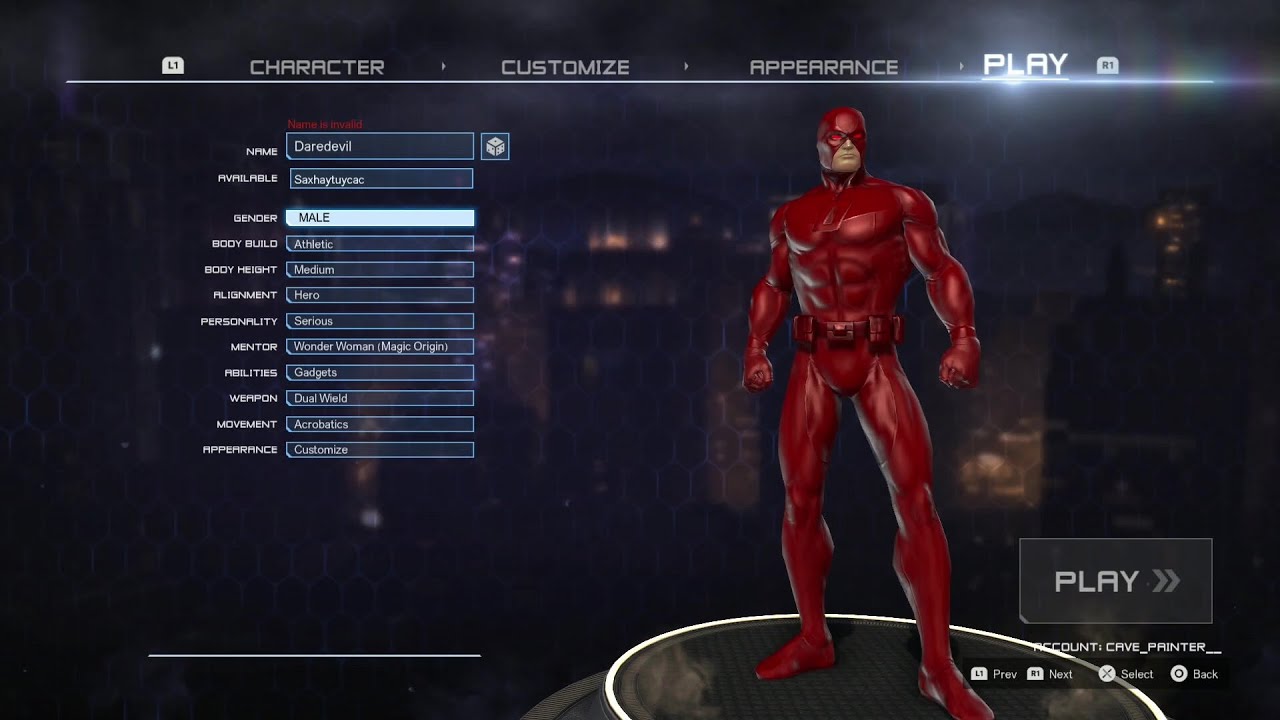 Daredevil (Marvel) Character Creation in DC Universe Online &ndash; Blind Justice Build!