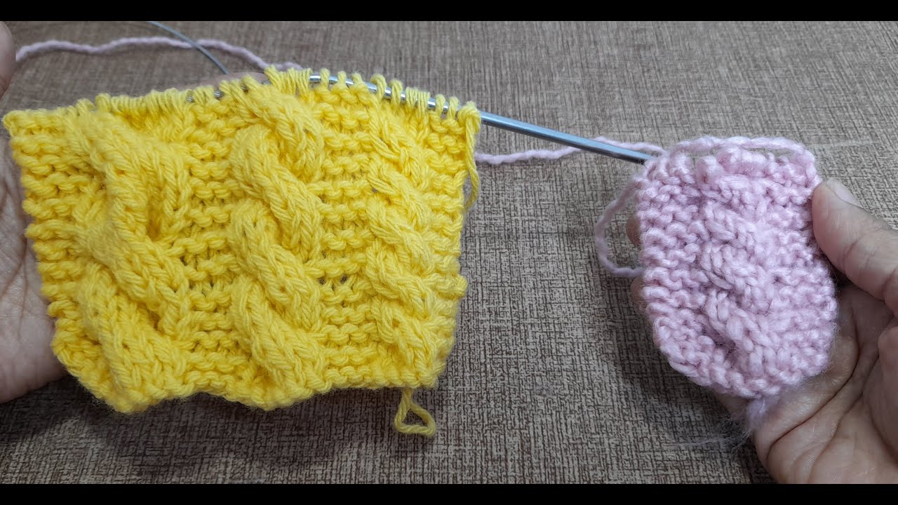 TRENZA DE TRES TAMAÑOS FÁCIL DE TEJER EN DOS AGUJAS/PUNTO OCHOS O TRENZA DE DOS CABOS