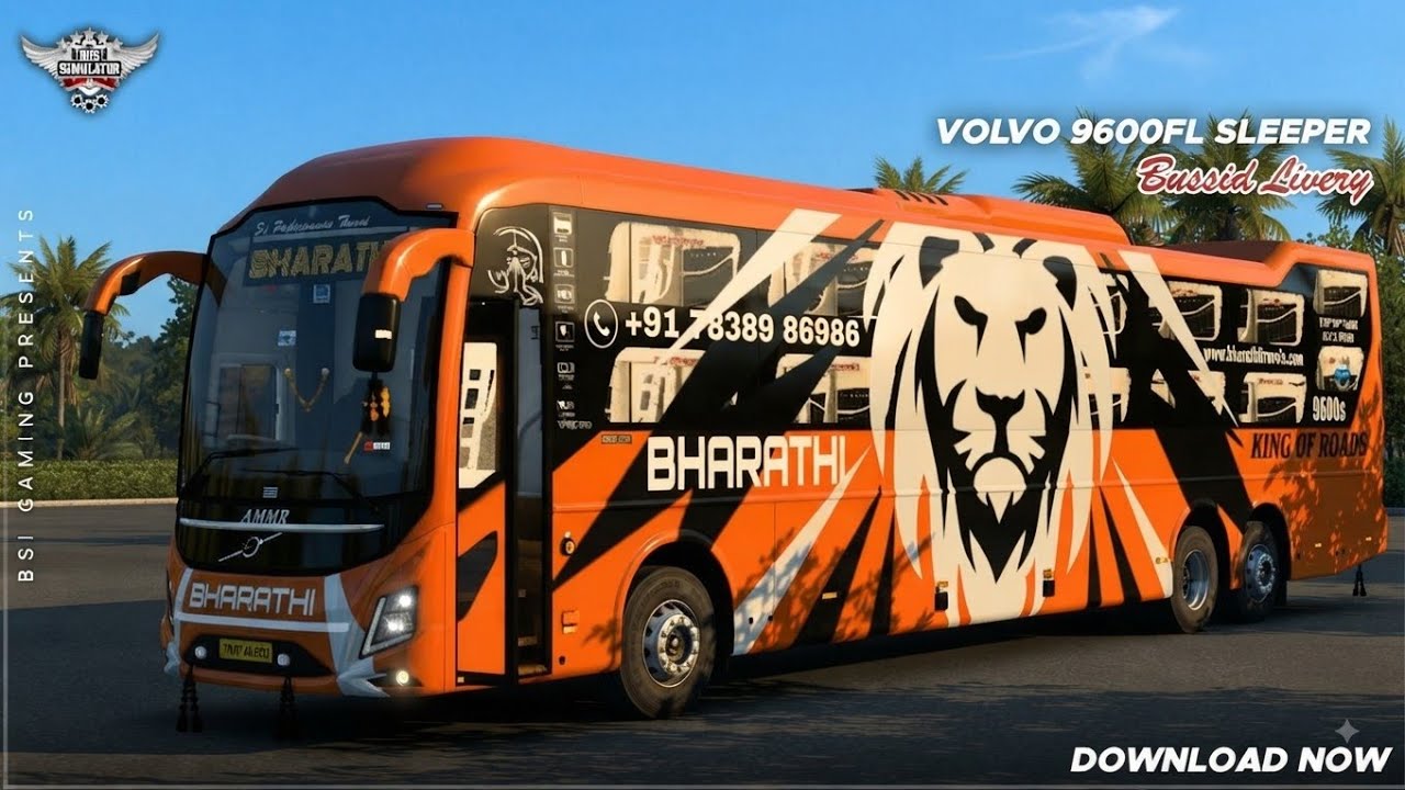 Bharathi Travels Volvo 9600FL sleeper bus Livery for bussid | bussid New mod | BSI Gaming