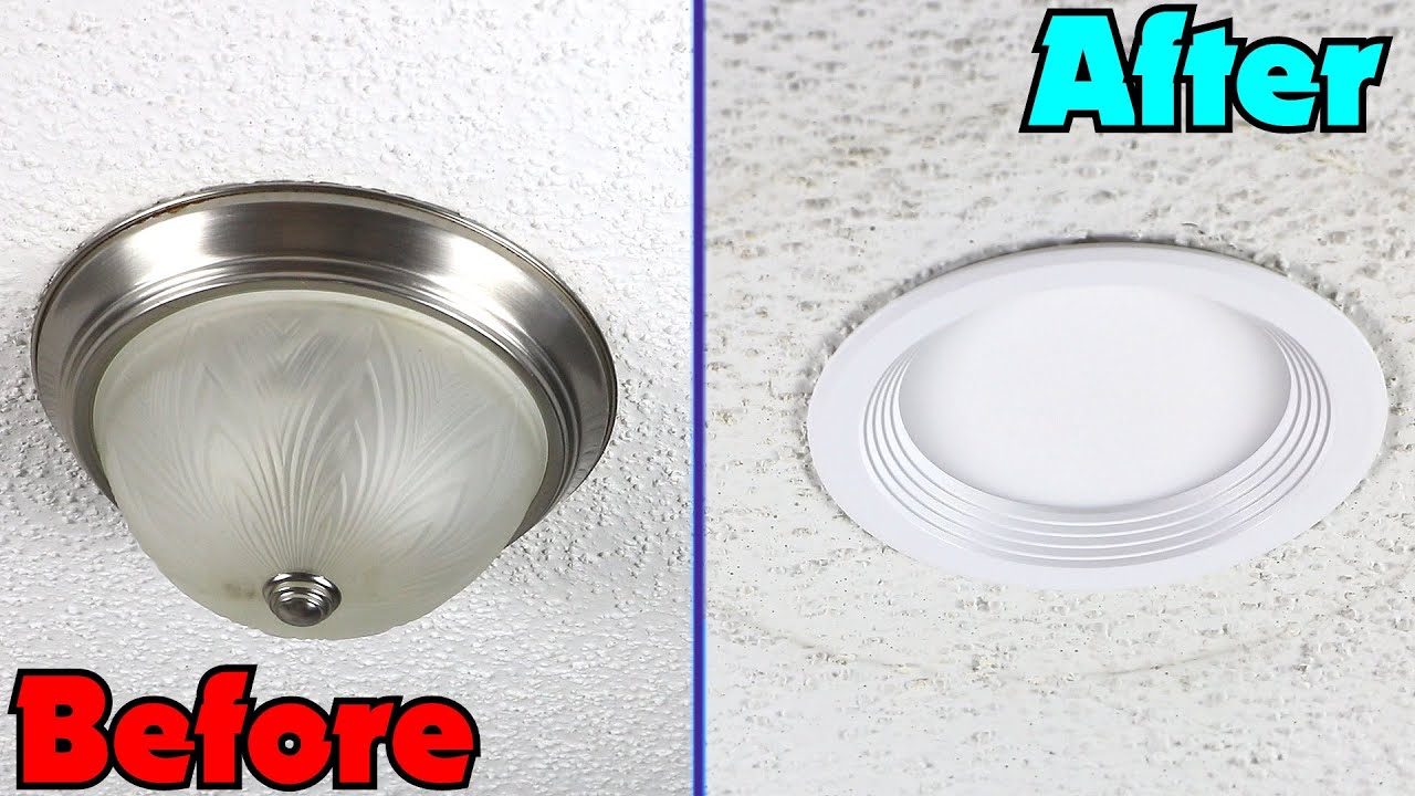 How to Install LED Canless Recessed lighting - Upgrade Flush Mounted Lights