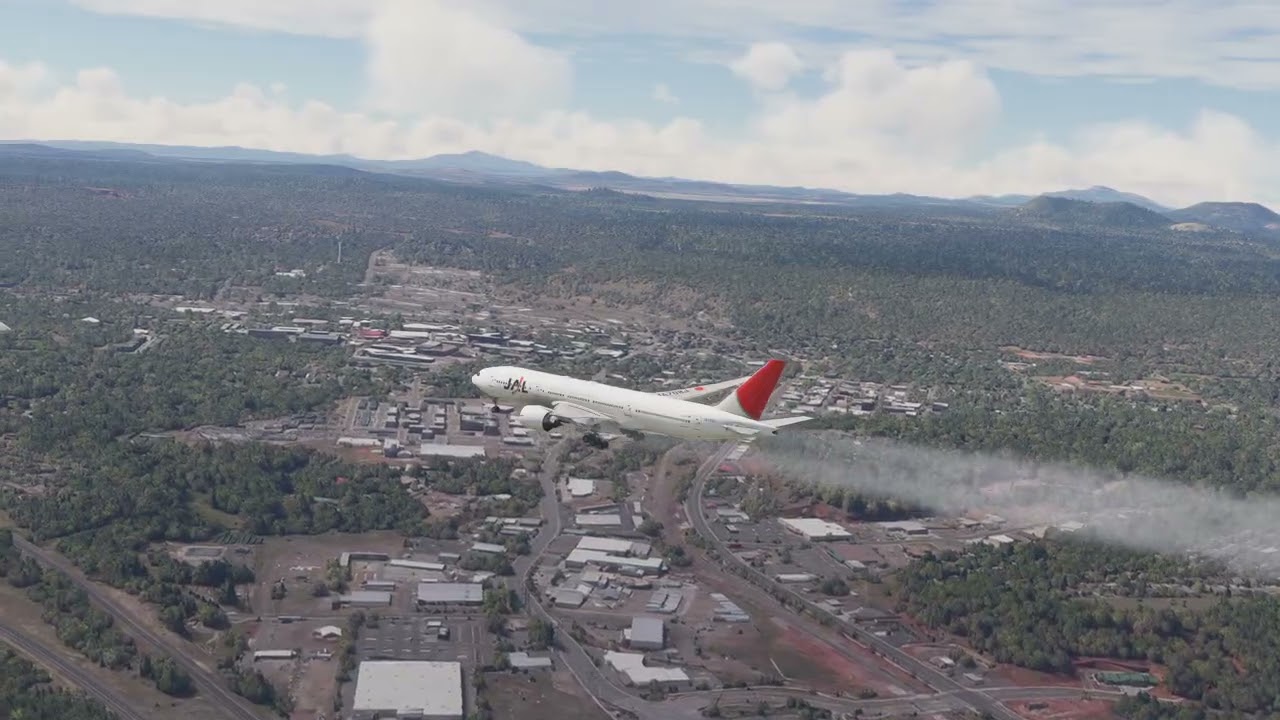 JAPAN AIRLINES 777 vs SHORT RUNWAY! Intense Landing Action at Flagstaff!
