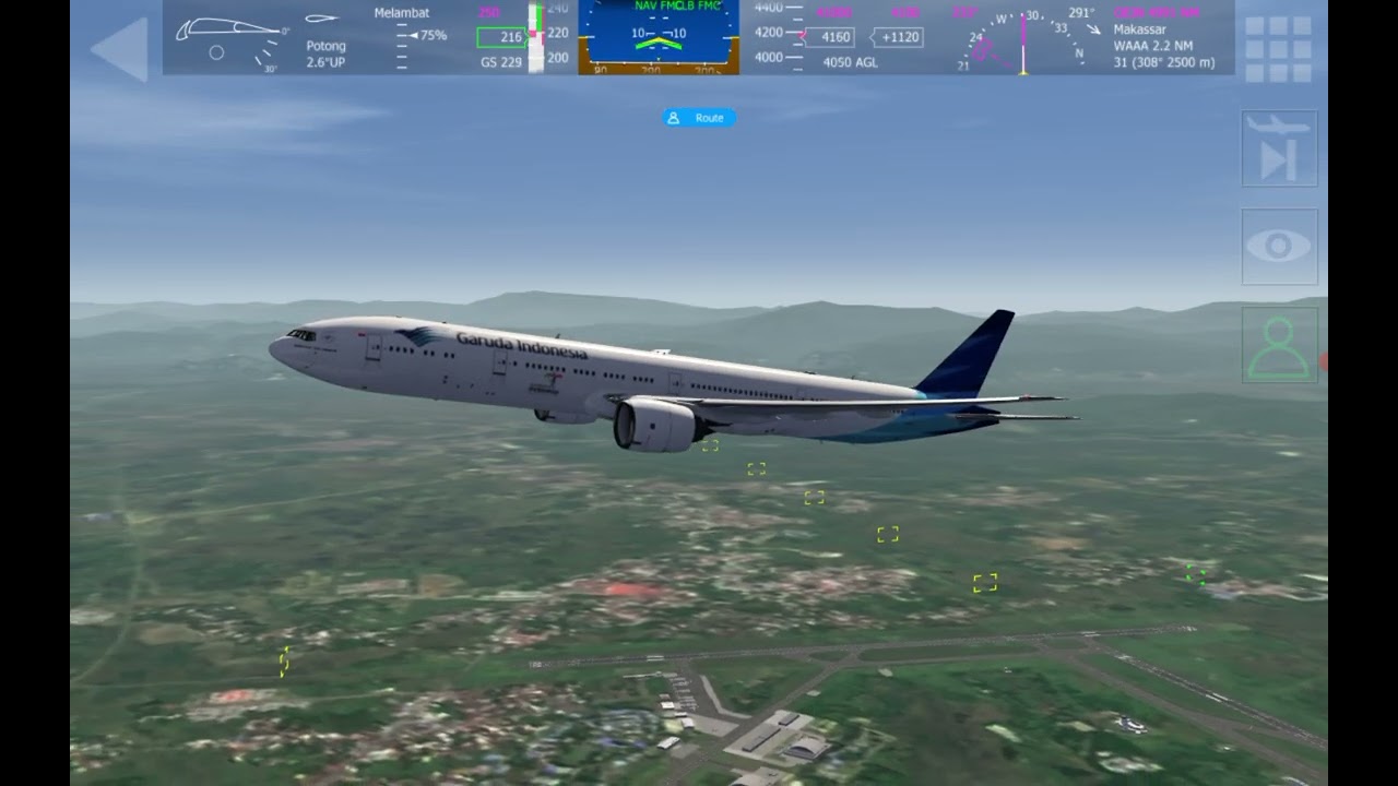 Aerofly FS Global B777-300ER Livery Garuda Indonesia Route Makassar UPG - Jeddah JED Cold And Dark