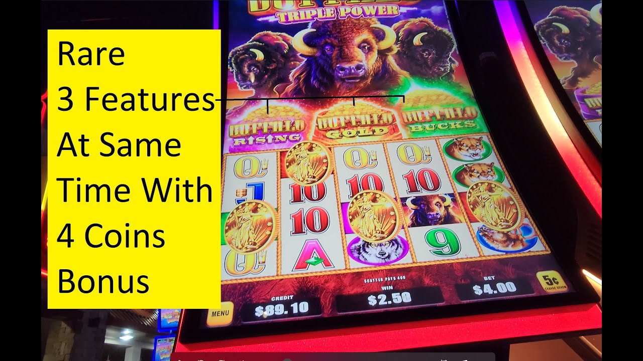 Huge Win!! Rare  Bonus with all Features! Buffalo Triple Power
