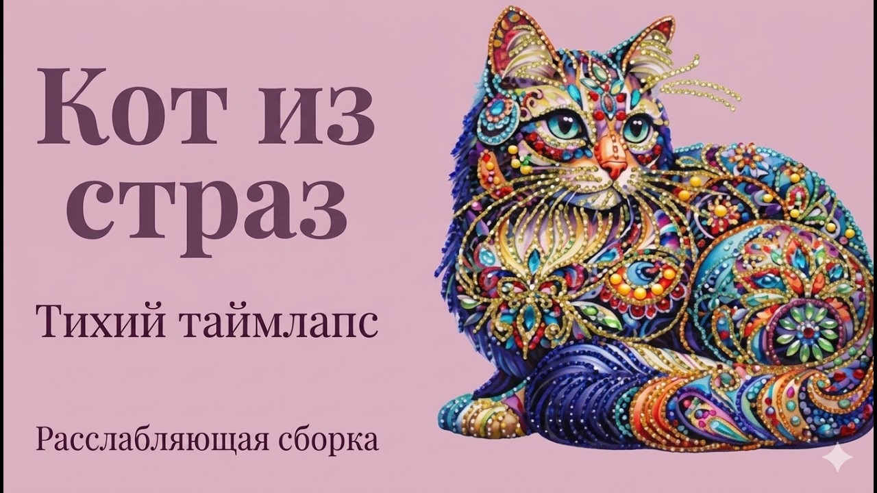 Diamond Painting Cat | Алмазная мозаика кот — залипательное ASMR-видео под музыку