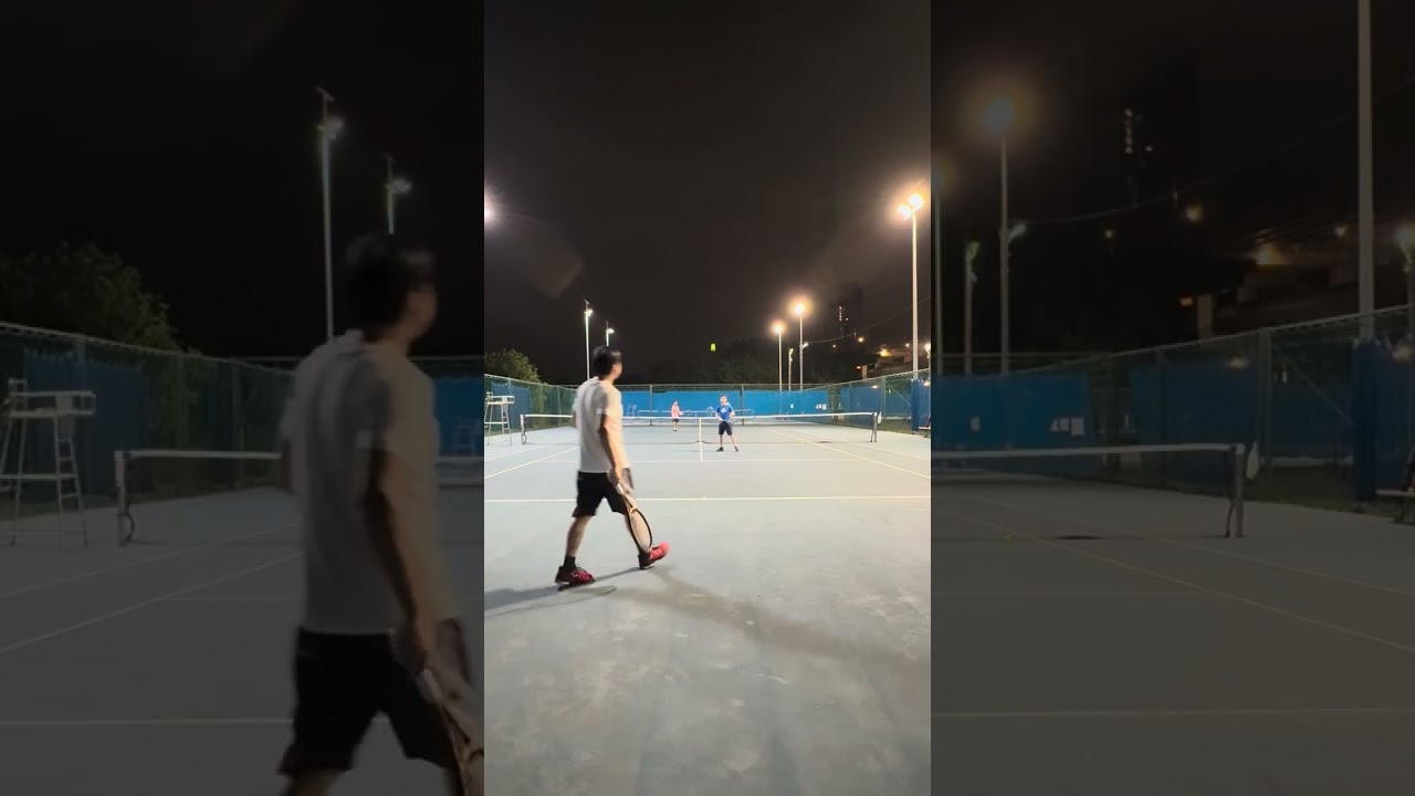 20250407 公園網球🎾前排假動作攔截 其實是出界球 還好沒攔到