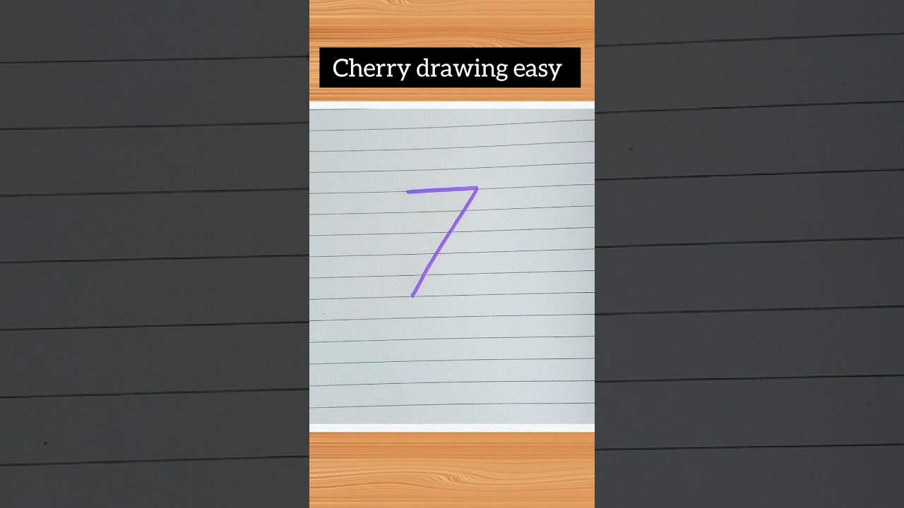 Cherry drawing very easy with number 7 🥰 #shorts