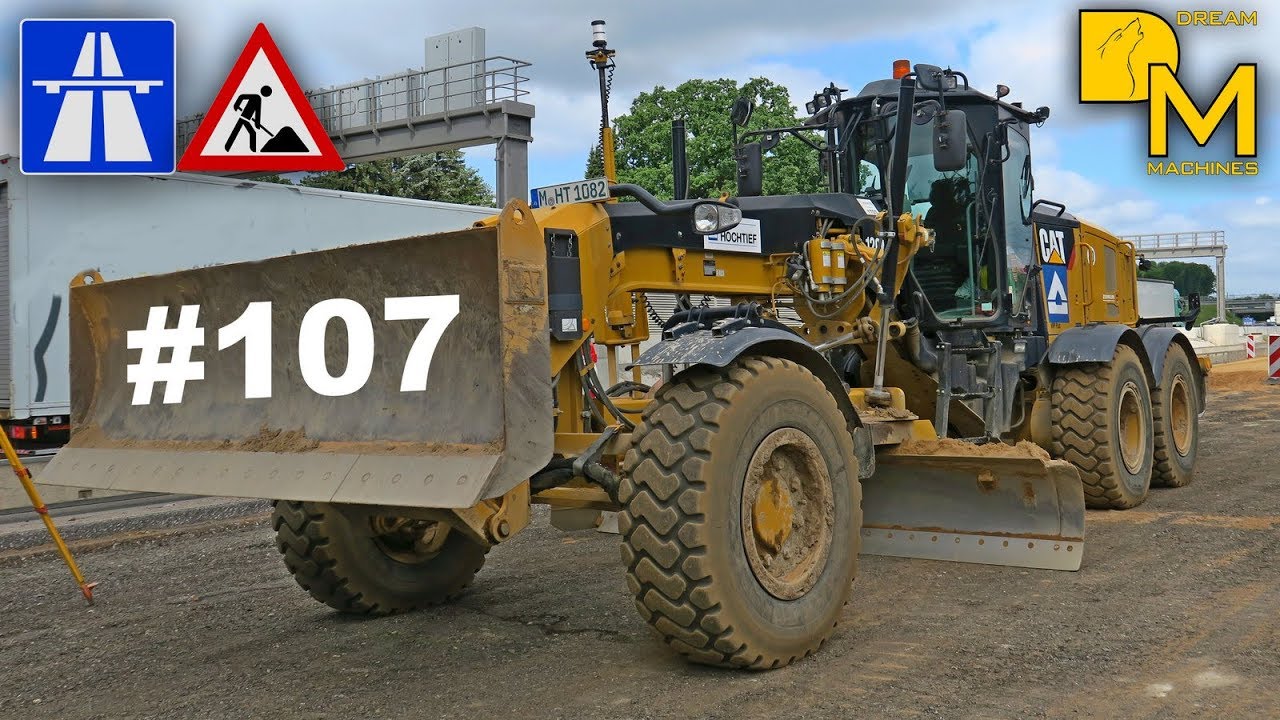 CATERPILLAR 120M GRADER CAT 336F MEGA AUTOBAHN BAUSTELLE DOKU #107 🚧 freeway construction