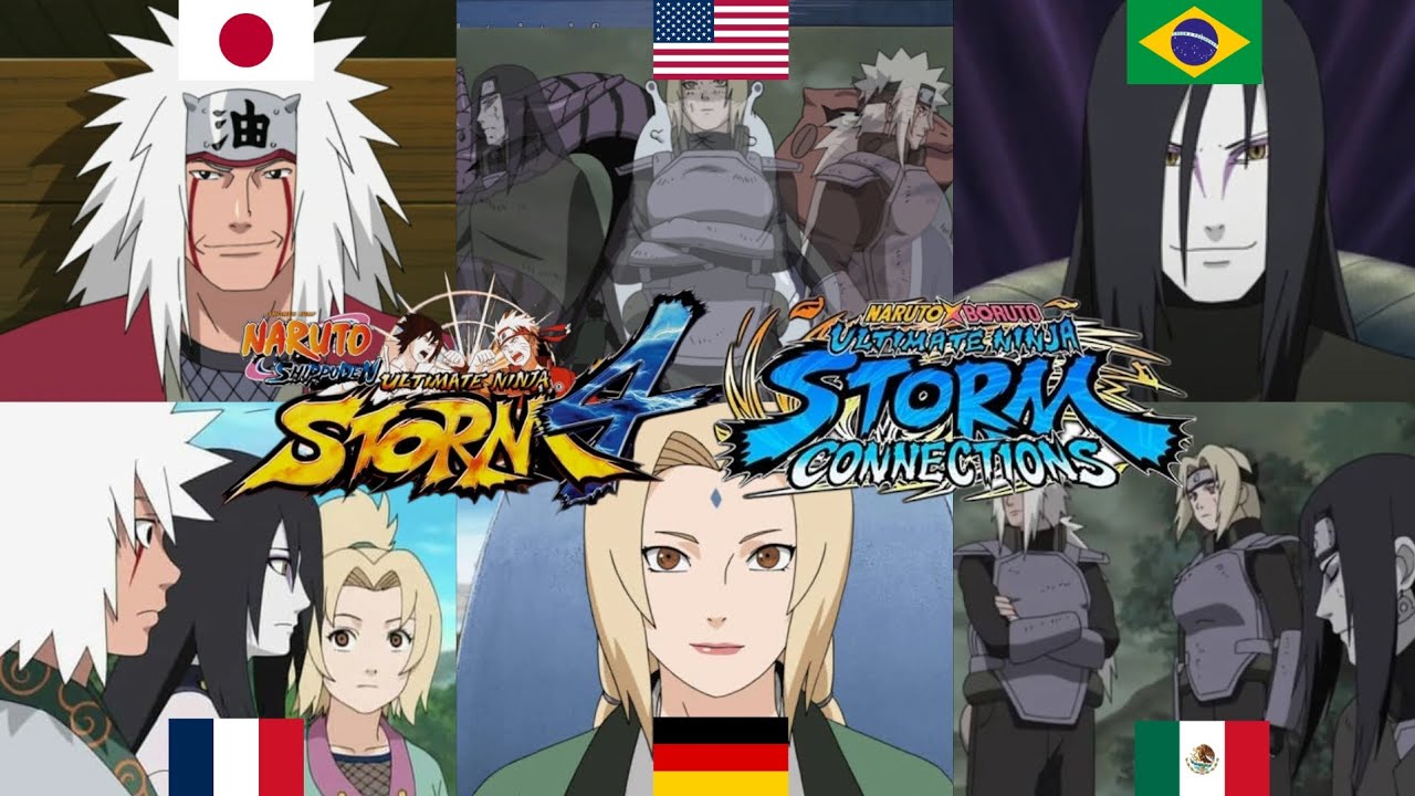 Comparación de doblaje Naruto Storm Connections(Jap,Ing,Bra,Fra,Ale,Lat)+Storm4 (En Equipo)
