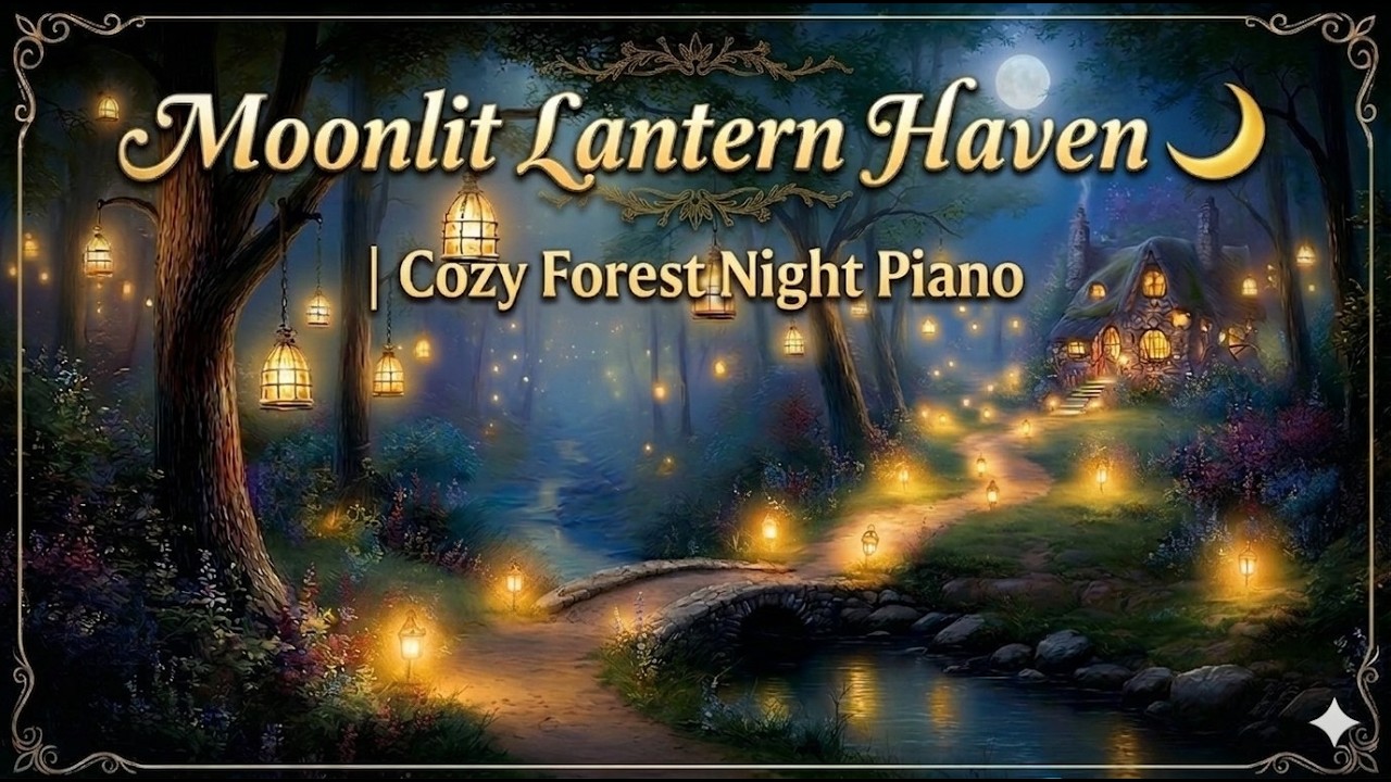 Moonlit Lantern Haven 🌙 | Cozy Forest Night Piano Ambience