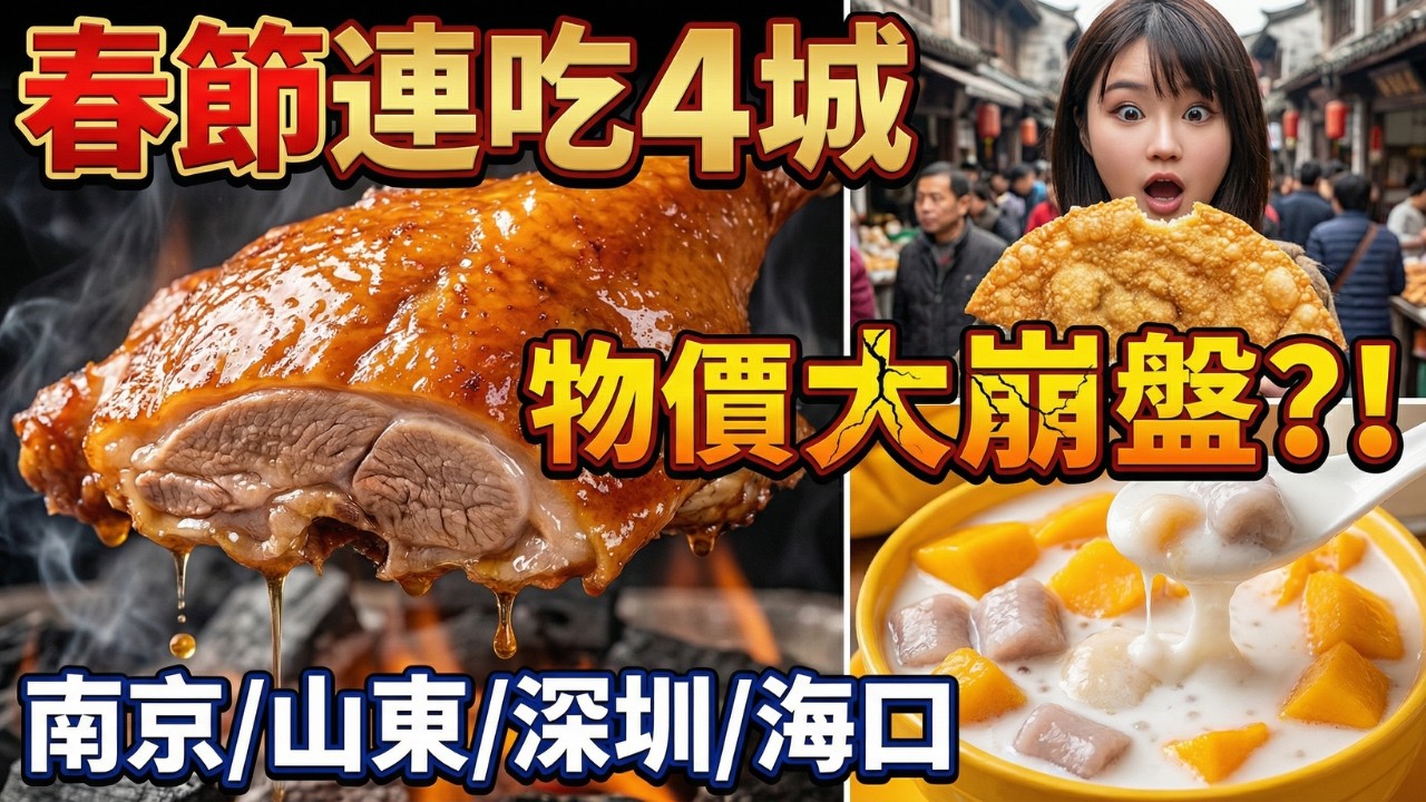 拒絕當韭菜！陌生婆婆偷吃我的綠豆餅，春節反向旅遊吃垮4座城：帶100元逛山東大集嚇到了！｜南京老街藏著這種神級美味！｜深圳極高性價比早茶2元腸粉｜海口3元糖水吃到撐！🔥