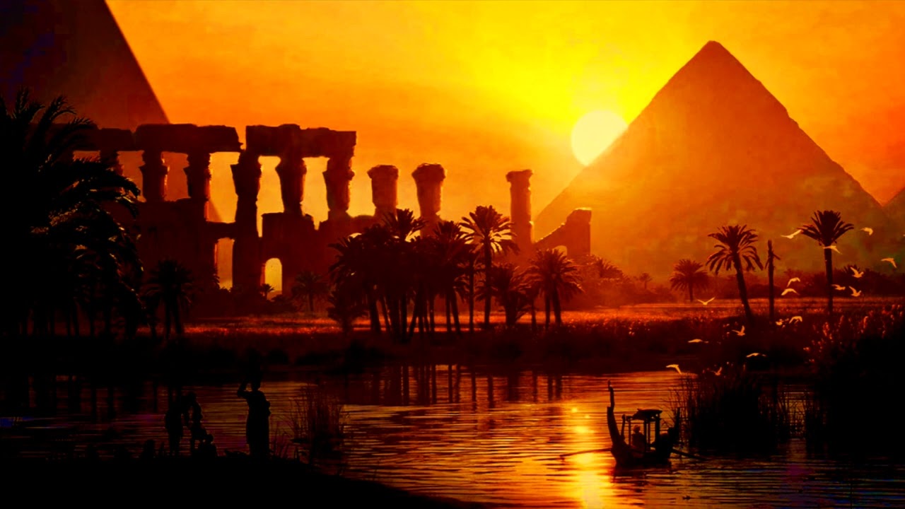 Beautiful Egyptian Sunset, Nile and Pyramid |Ancient Ambience| 4K HD