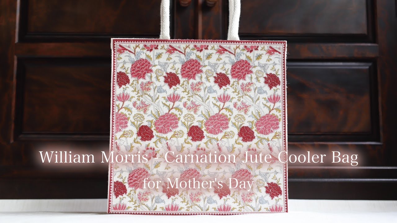 【DIY/デコパージュ/ハンドメイド】ウィリアム・モリスのカーネーションジュートバッグ [William Morris - Carnation Jute Cooler Bag] Decoupage