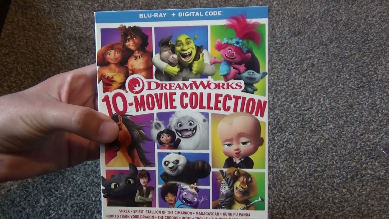 DreamWorks 10-Movie Collection Blu-Ray with Shrek Madagascar Croods Boss Baby Trolls Kung Fu Panda