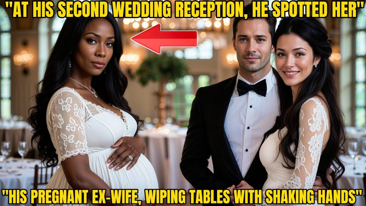 AT HIS SECOND WEDDING RECEPTION, MILLIONAIRE SAW PREGNANT EX-WIFE WIPING TABLES WITH TREMBLING HANDS