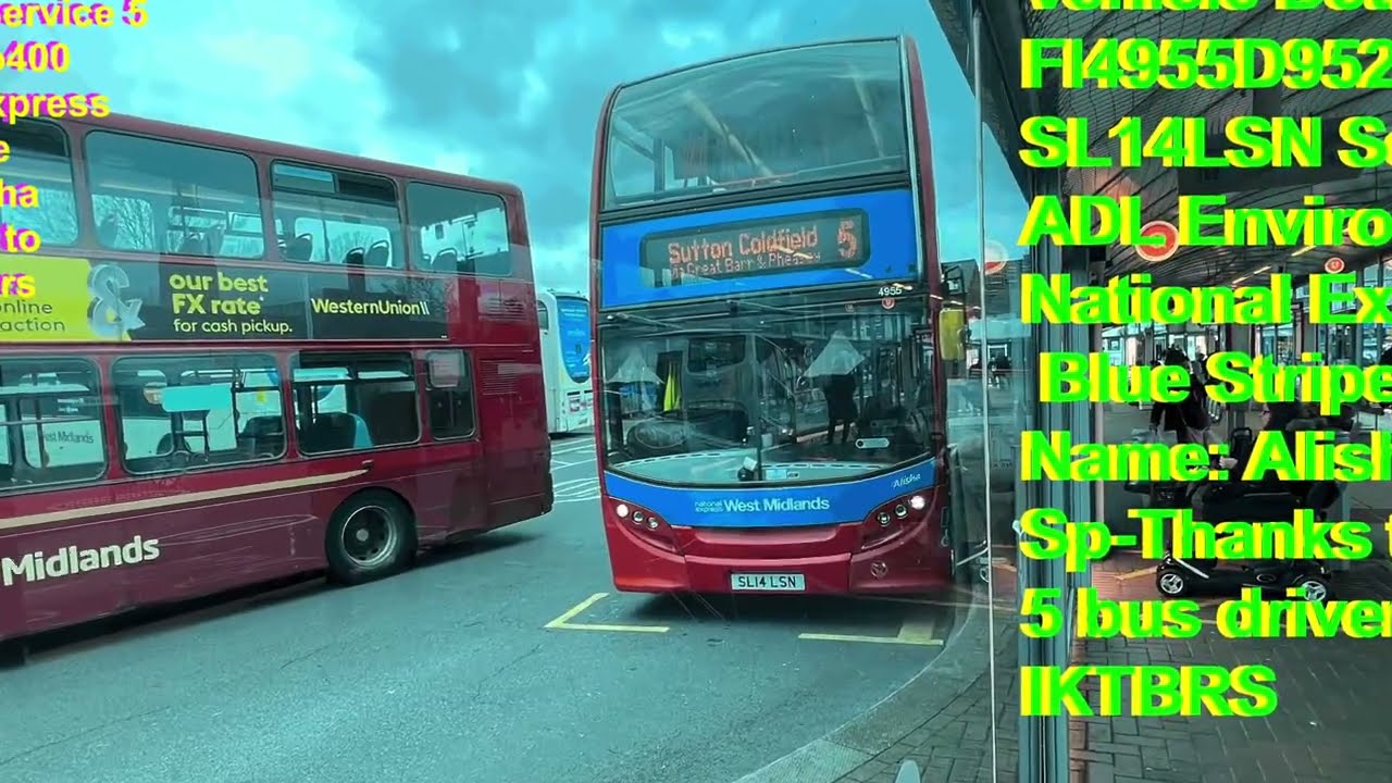 Bus Route 5 West Bromwich Bus Station To Sutton Coldflied   4K