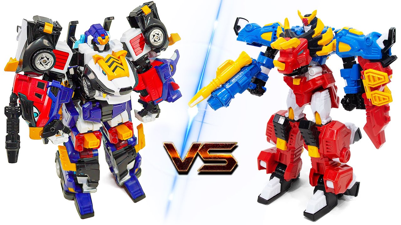 MiniForce AnimalTron TriCop Vs SuperDinoPower ForceTriga Transformation