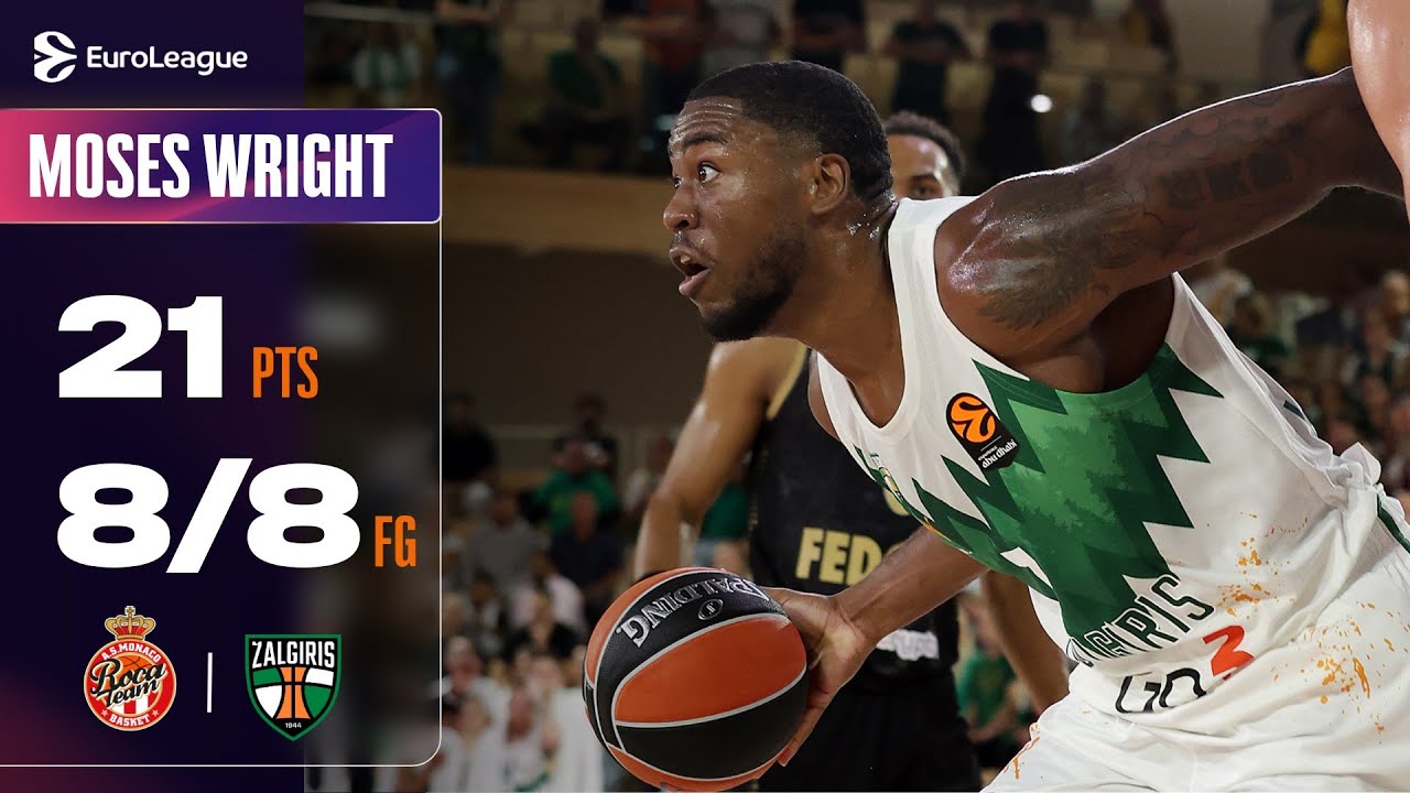 Moses WRIGHT Unstoppable in EuroLeague Debut | Monaco vs. Zalgiris