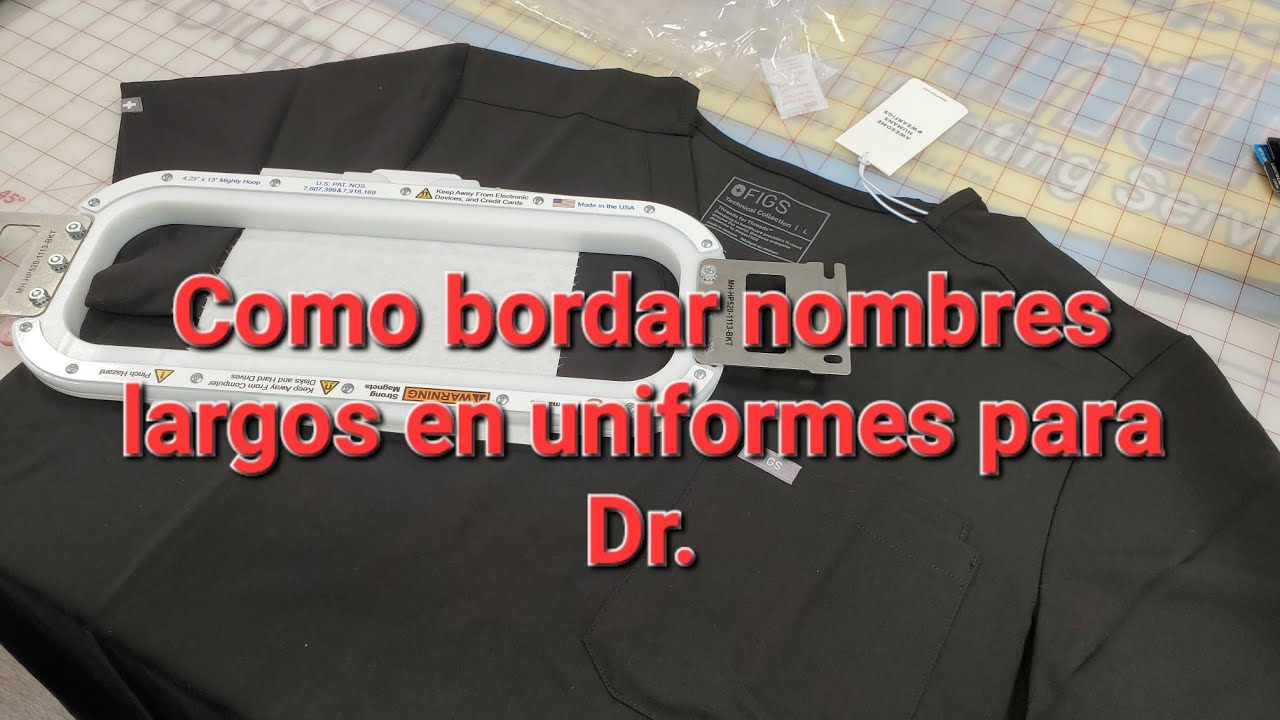Como Bordar nombres largos en las batas para los Dr's de una manera facil usando bastidor grande.