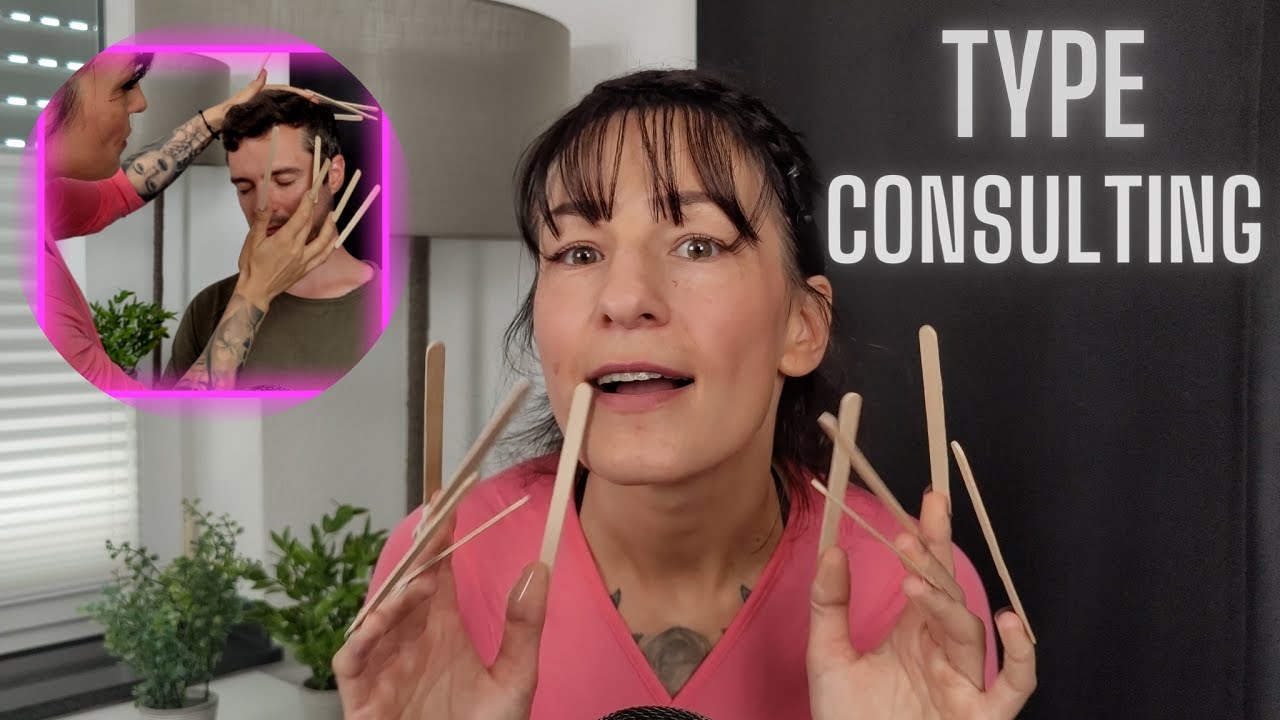 ASMR - Consultation of New Hairstyle & Beard with LONG Wooden Nails