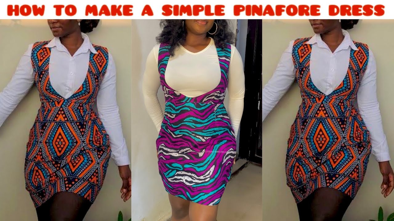 How to cut and sew a Simple Pinafore Dress / *Very Detailed