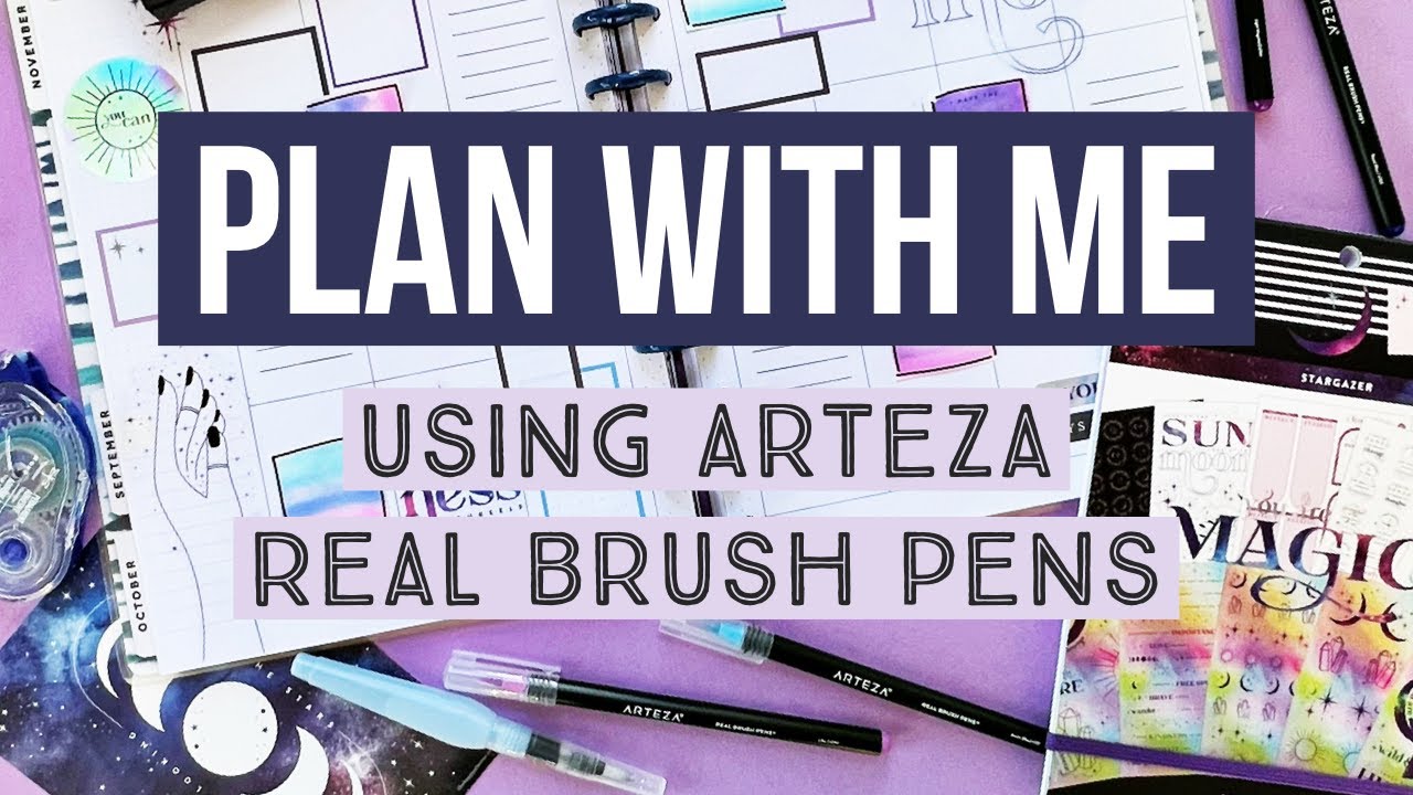 Plan With Me Using Arteza Real Brush Pens & Stargazer Be Happy Box! | Big Happy Planner | Jan 2022