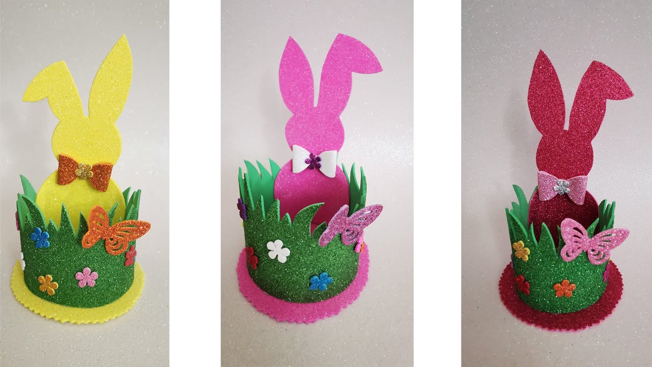 Coniglio Porta Cioccolatini Pasqua Gomma Eva/Conejito de foami/Lembrancinha Coelhinho Páscoa de EVA