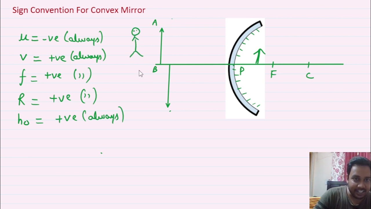 Sign convention for convex mirror|How to solve convex mirror numerical #convexmirror #signconvention