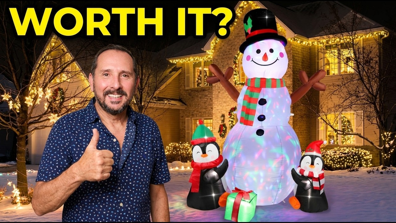 Inflatable Snowman Penguin Blow Up Yard Decorations - Unbox and Review