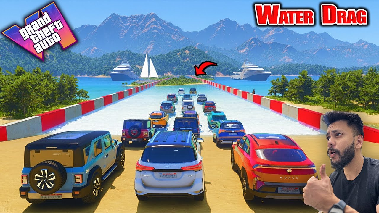 GTA 5 INDIAN CARS 🚀EXTREME WATER DRAG RACE CHALLENGE |ABHISHEKKZ GAMING