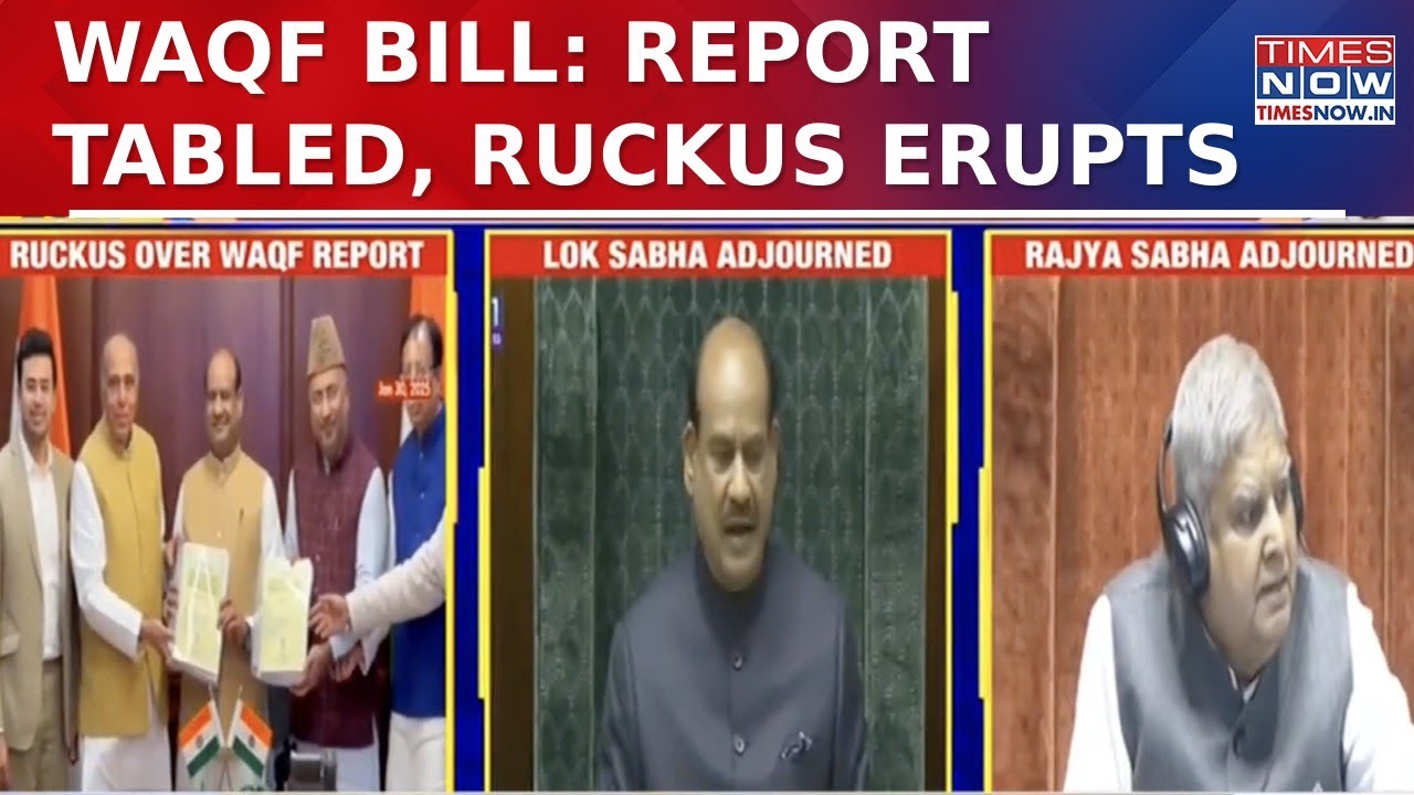 JPC Report On Waqf Report Tabled, Both Houses Adjourned Amid Parliament Ruckus | Budget Session 2025